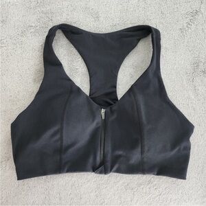 Zella Sports Bra, Studio Lite Run In Zip Front Racerback Workout Gym, black, MED